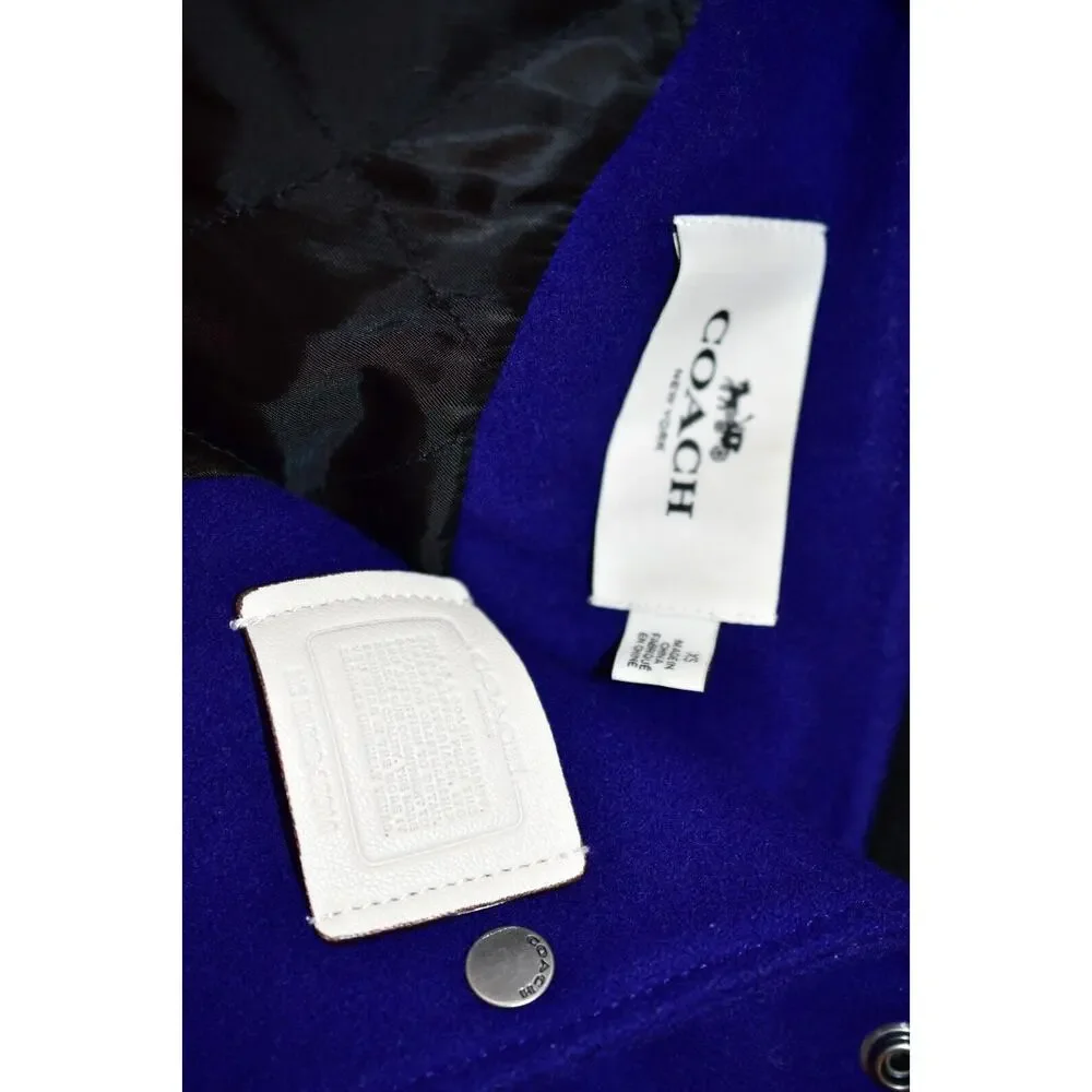 COACH XS Waverly Varsity Jacket Baseball New York NYC Patch Blue Purple White